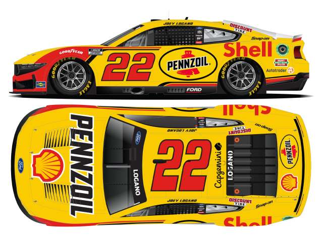 2025 Ford Mustang #22 Joey Logano *Shell-Pennzoil* yellow/red 1:64 Action Racing Collectibles Model