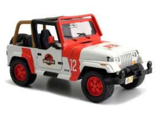 Pre-Order – 1992 Jeep Wrangler *Jurassic World*, white/red 1:32 Jada Toys Model (jada9332129314R00-WIJZ) – ETA. July/August 2026