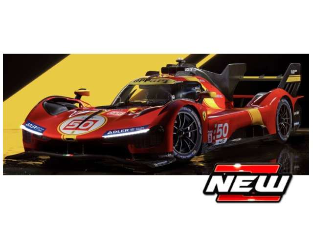2025 Ferrari 499P 3.0L Turbo V6 #50 Fuoco/Nielsen/Molina 24h Le Mans, red/yellow 1:24 Bburago Model