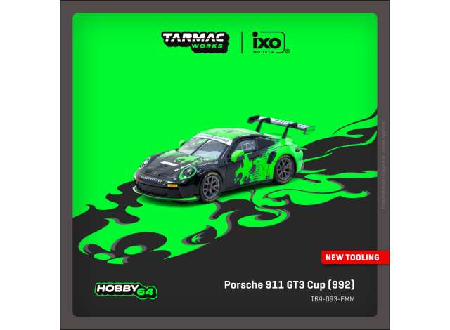 Pre-Order – Porsche 911 GT3 Cup (992) Fire Monkey Motorsport, black/green 1:64 Tarmac Model (TC-T64-093-FMM) – ETA. September 2026
