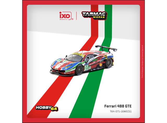 Pre-Order – 2016 Ferrari 488 GTE #51 G.Bruni/J. Calado/A.Pier Guidi 24h of Le Mans, various 1:64 Tarmac Model (TC-T64-071-16WEC51) – ETA. September 2026