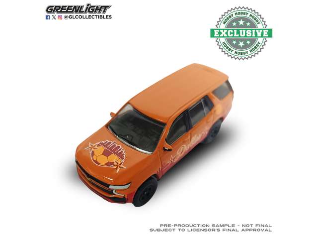 Pre-Order – 2021 Chevrolet Tahoe – Dallas Tribute *International Soccer Celebration 2026*, orange 1:64 GreenLight Model (gl30587C) – ETA. September 2026
