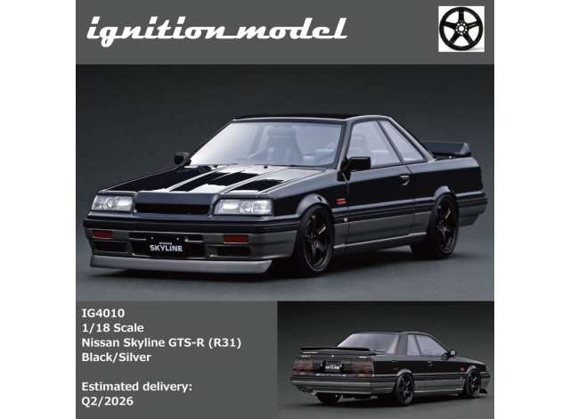 Pre-Order – Nissan Skyline GTS-R (R31), black/silver 1:18 Ignition Model (IG4010) – ETA. July/August 2026