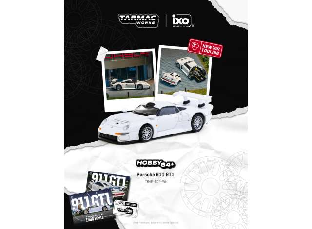 Pre-Order – Porsche 911 GT1, white 1:64 Tarmac Model (TC-T64P-004-WH) – ETA. September 2026