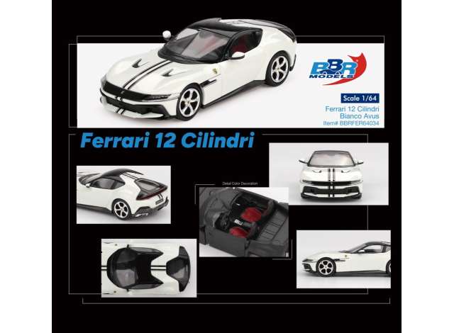 Pre-Order – 2024 Ferrari 12 Cilindri, Bianco Avus 1:64 BBR Model (BBRFER64034) – ETA. September 2026