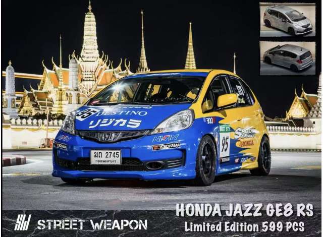 Pre-Order – Honda Jezz GE8 RS *Spoon*, blue/yellow 1:64 Street Weapon Model (STW195) – ETA. July/August 2026