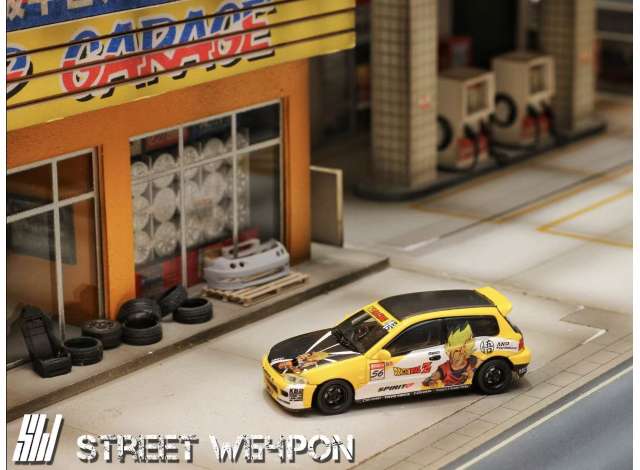 Pre-Order – Honda Civic EG6 *Wokung*, yellow/black/white 1:64 Street Weapon Model (STW220) – ETA. July/August 2026