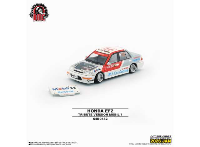 Pre-Order – 1991 Honda Civic Ef2 Mobil (RHD), White/Red/Blue BM64B0452 Stocks Due May / Jun 2026 1:64 BM Creations Diecast Model