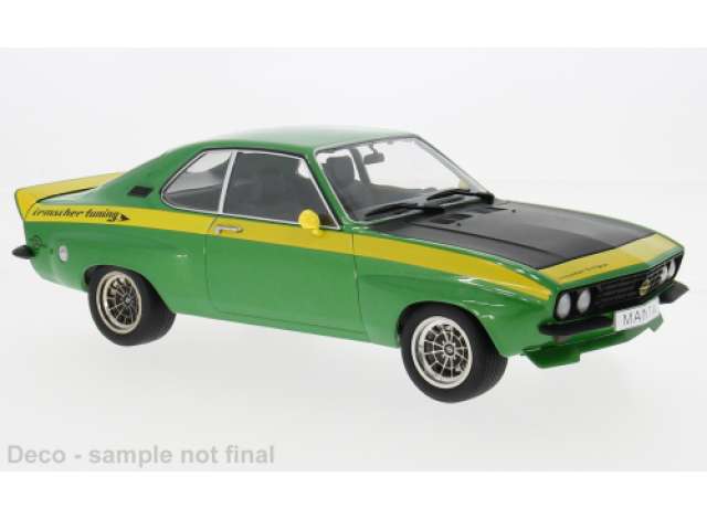 Pre-Order – 1974 Opel Manta A Irmscher, green/yellow 1:18 MCG Model (MCG18425) – ETA. July/August 2026