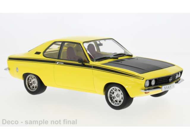 Pre-Order – 1974 Opel Manta A Irmscher, yellow/black 1:18 MCG Model (MCG18426) – ETA. July/August 2026
