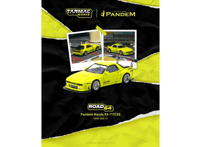 Pre-Order – Pandem Mazda RX-7 FC3S, yellow 1:64 Tarmac Model (TC-T64R-066-YL) – ETA. September 2026