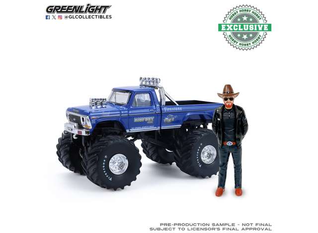 Pre-Order – 1979 Ford F-250 Monster Truck with 1/18 Bob Chandler Standing Figure, blue 1:64 GreenLight Model (gl30544) – ETA. July/August 2026