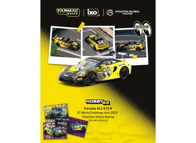 Pre-Order – Porsche 911 GT3 R Sun Jingzu/Adderly Fong GT World Challenge Asia 2025 Phantom Global Racing, black/yellow 1:64 Tarmac Model (TC-T64-084-25FUJ13) – ETA. September 2026