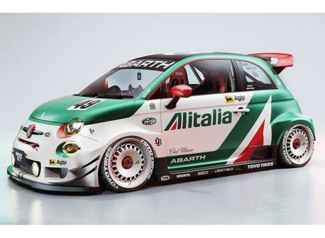 Pre-Order – 2025 Fiat 500 595 Abarth Liberty W. body kit Tributo/Alitalia, white/green/red 1:18 Solido Model (soli1815402) – ETA. September 2026