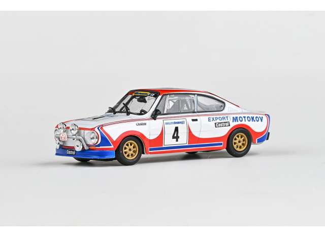 Pre-Order – 1977 Skoda 130RS #4 Kvaizar/Kotek Rallye Skoda 1978, white/blue/red 1:43 Abrex Model (ab143XABS-501TL) – ETA. July/August 2026