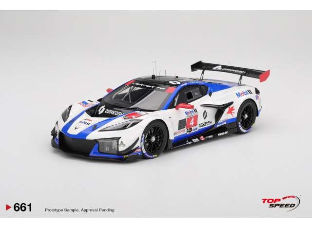 Pre-Order – 2025 Chevrolet Corvette Z06 GT3.R #4 Corvette Racing By Pratt Miller Motorsports Sebring 12 hrs, white/blue/red 1:18 Top Speed Model (TS0661) – ETA. September 2026