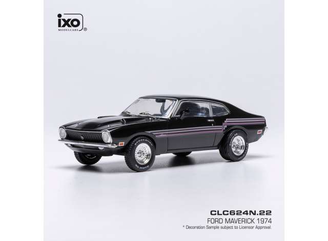 Pre-Order – 1974 Ford Maverick, black with stripes 1:43 IXO Models Model (ixoCLC624) – ETA. July/August 2026