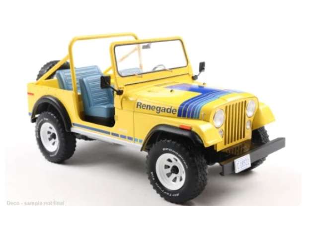 Pre-Order – 1980 Jeep CJ-7 *Renegade*, yellow/blue 1:18 MCG Model (MCG18552) – ETA. July/August 2026