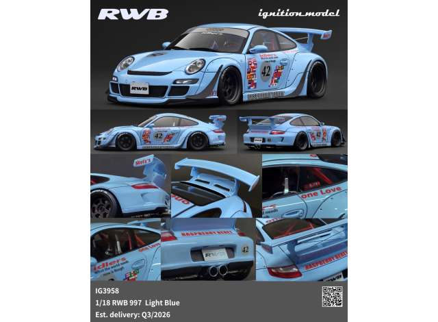 Pre-Order – RWB 997, light blue 1:18 Ignition Model (IG3958) – ETA. October/November 2026