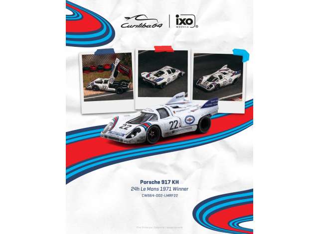 Pre-Order – 1971 Porsche 917 Kh 24h Le Mans No.22 Winner White TCCWB64002LMRF22 Stocks Due Jul / Aug 2026 1:64 Tarmac Works Diecast Model