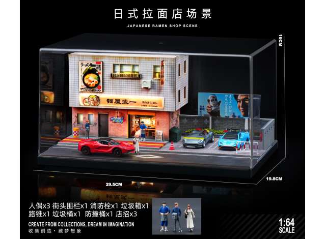 Pre-Order – Ramen restaurant with figure, various 1:64 Black Box Diorama Model (SCJ-82029-A) – ETA. July/August 2026