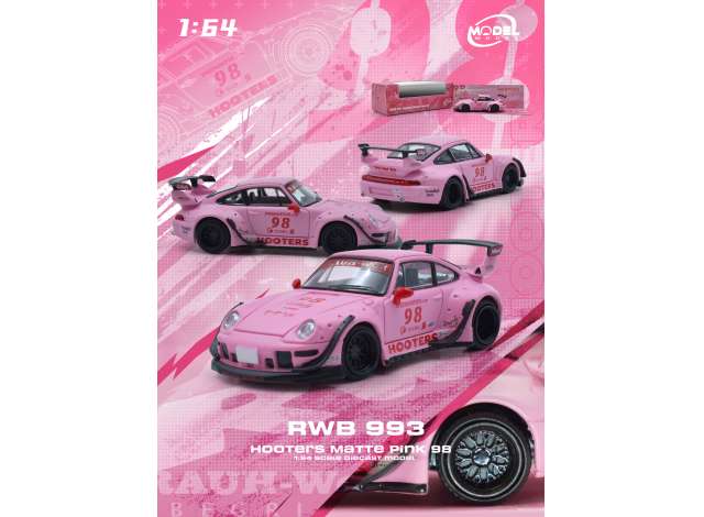 Pre-Order – RWB 993 #98 *Hooters*, matte pink 1:64 ModelModel Model (MM64-RWB993-007) – ETA. July/August 2026
