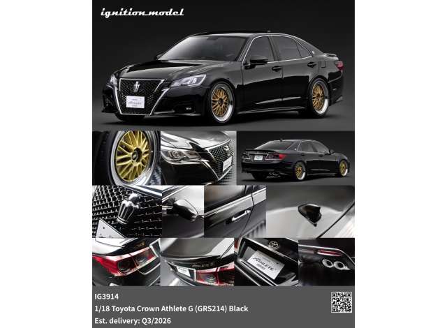 Pre-Order – Toyota Crown Athlete G (GRS214), black 1:18 Ignition Model (IG3914) – ETA. October/November 2026