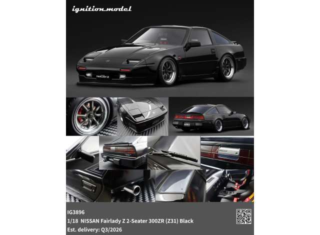 Pre-Order – Nissan Fairlady Z 2-Seater 300ZR (Z31), black 1:18 Ignition Model (IG3896) – ETA. October/November 2026