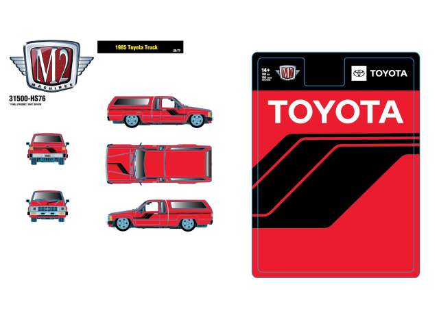 Pre-Order – 1985 Toyota Truck, red 1:64 M2 Machines Model (M2-31500HS76) – ETA. July/August 2026