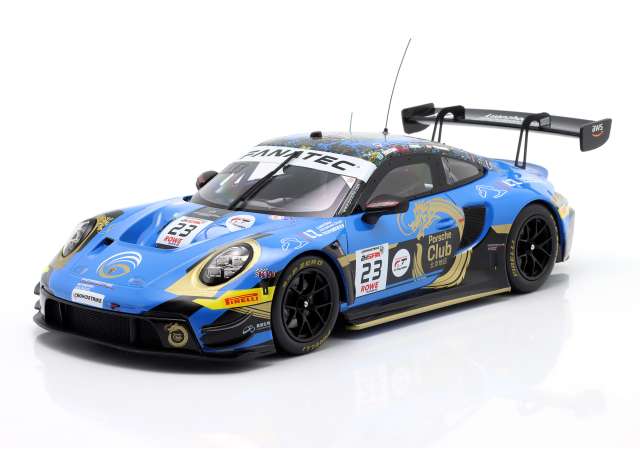 Pre-Order – 2024 Porsche 911 GT3 R #23 Joel Eriksson/Jaxon Evans/Thomas Preining, 24h Spa Phantom Global Racing, blue 1:18 IXO Models Model (ixoLEGT18-24002SPA) – ETA. September 2026