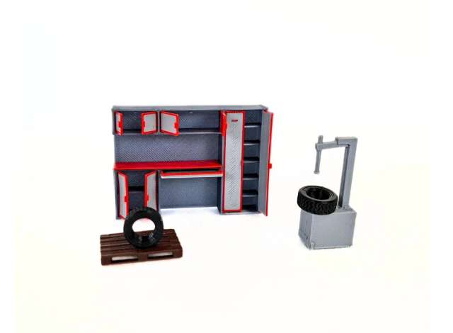 Pre-Order – Garage Interior Furniture 1:43 Dioramatoys Model (DTJ4373) – ETA. July/August 2026