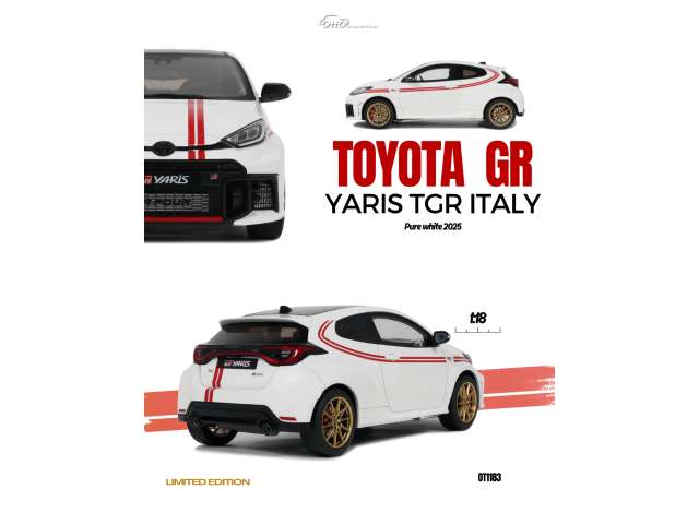 Pre-Order – 2024 Toyota GR Yaris TGR Italy Limited Edition *Resin series*, pure white 1:18 OttOmobile Miniatures Model (OT1183) – ETA. October 2026