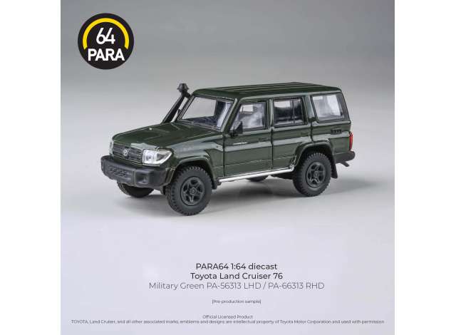 Pre-Order – 2014 Toyota Landcruiser LC76 *Left hand drive*, military green 1:64 Para64 Model (pa56313) – ETA. July/August 2026