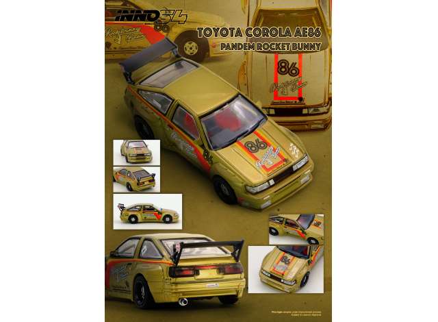 Pre-Order – Pandem Rocket Bunny AE86 Levin, various 1:64 Inno Models Model (IN64-AE86P-GLD) – ETA. September 2026