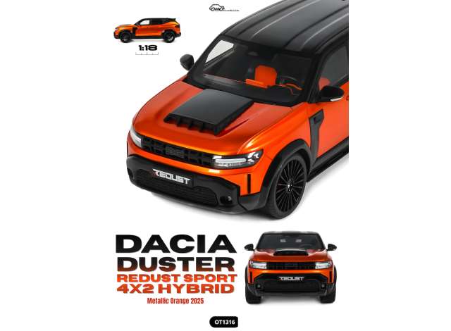 Pre-Order – 2025 Dacia Duster Redust Sport 4x2 Hybrid*Resin series*, orange 1:18 OttOmobile Miniatures Model (OT1316) – ETA. November 2026