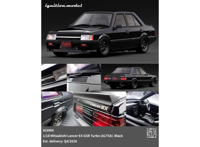 Pre-Order – Mitsubishi Lancer EX GSR Turbo (A175A), black 1:18 Ignition Model (IG3964) – ETA. January/February 2027