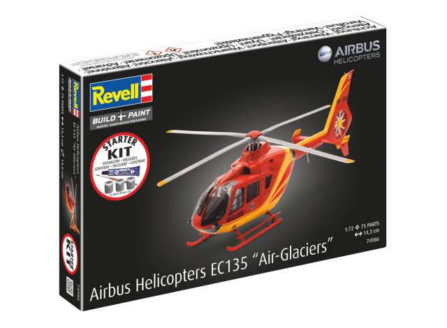 Pre-Order – Starter Kit Airbus Helicopters EC135 *Air-Glaciers*, Level 4 plastic modelkit 1:72 Revell - Germany Model (revell74986) – ETA. November 2026