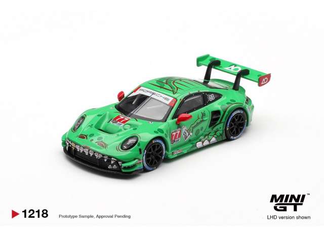 Pre-Order – 2025 Porsche 911 (992) GT3 R #77 AO Racing Sebring 12 hrs Class Winner, green 1:64 Mini GT Model (MGT01218L) – ETA. November 2026