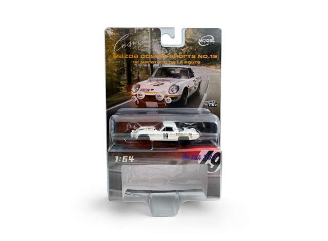 Pre-Order – 1968 Mazda Cosmo Sport #19 of Marathon De La Route, white 1:64 ModelModel Model (MM64-MCS-001) – ETA. July/August 2026