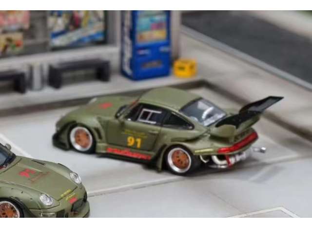Pre-Order – RWB 993 high tail, matte green 1:64 Street Weapon Model (STW263) – ETA. October/November 2026