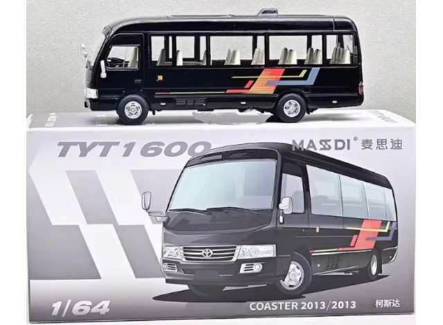 Pre-Order – 2013 Toyota Coaster, black 1:64 Massdi Model (MAS-TYT1600) – ETA. October 2026