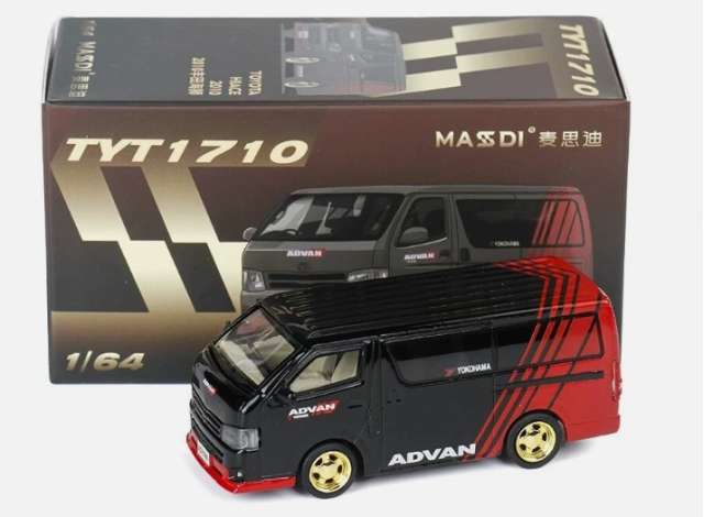 Pre-Order – 2010 Toyota Hiace *Advan*, black/red 1:64 Massdi Model (MAS-TYT1710) – ETA. October 2026