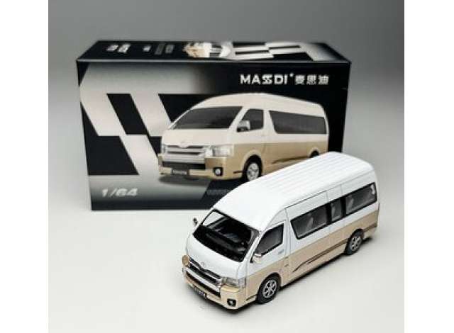 Pre-Order – 2023 Toyota Hiace H200, white/gold 1:64 Massdi Model (MAS-TYT3800) – ETA. October 2026