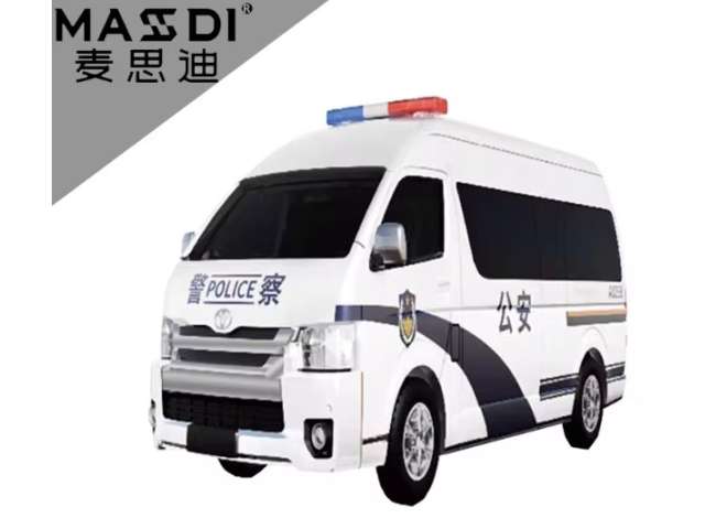 Pre-Order – 2023 Toyota Hiace H200 *Police*, white/blue 1:64 Massdi Model (MAS-TYT3802) – ETA. October 2026