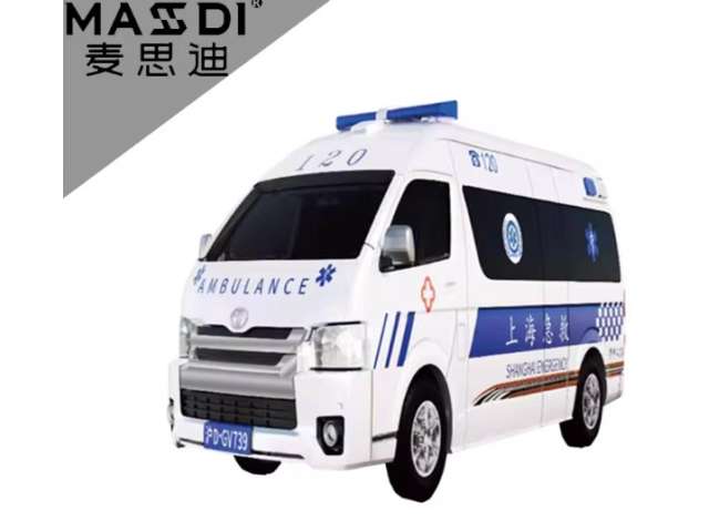 Pre-Order – 2023 Toyota Hiace H200 *Ambulance*, white/blue 1:64 Massdi Model (MAS-TYT3803) – ETA. October 2026