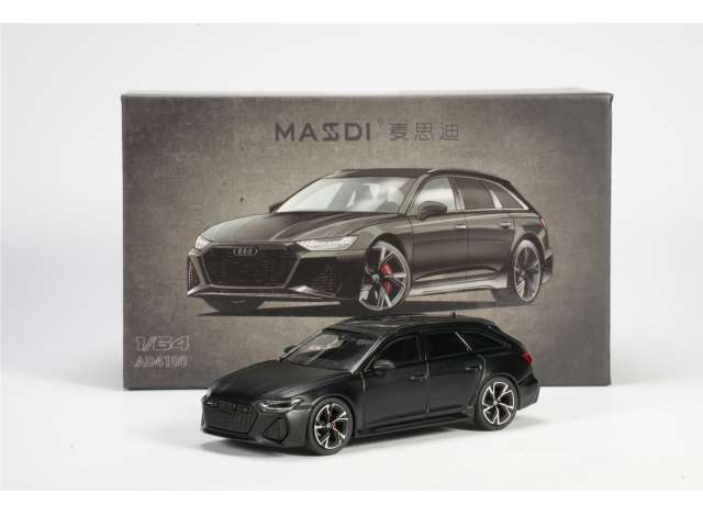 Pre-Order – Audi RS6 Avant, black 1:64 Massdi Model (MAS-AD4100) – ETA. October 2026
