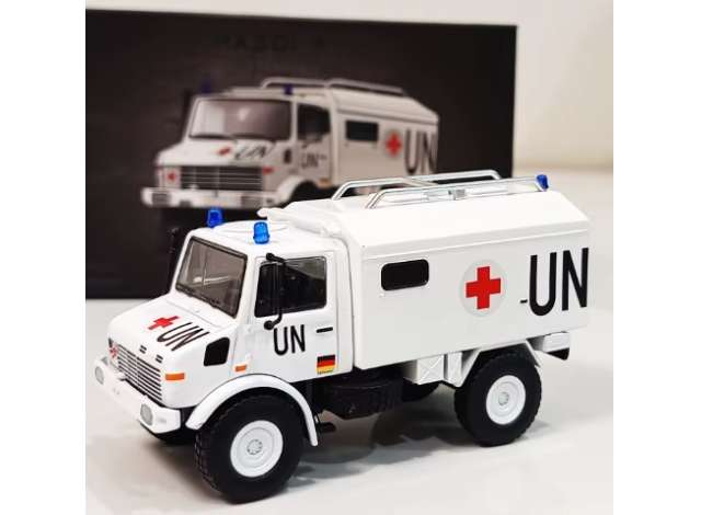 Pre-Order – U1300L United Nations Peacekeeping Ambulance, white/red 1:64 Massdi Model (MAS-TJ1024) – ETA. October 2026