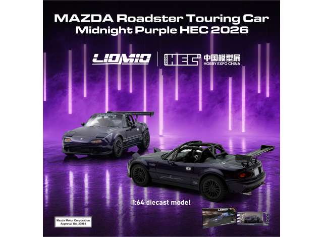 Pre-Order – Mazda Roadster Touring Car Midnight 1:64 Liomio Model (LI64-Roadster-HEC2026) – ETA. October/November 2026