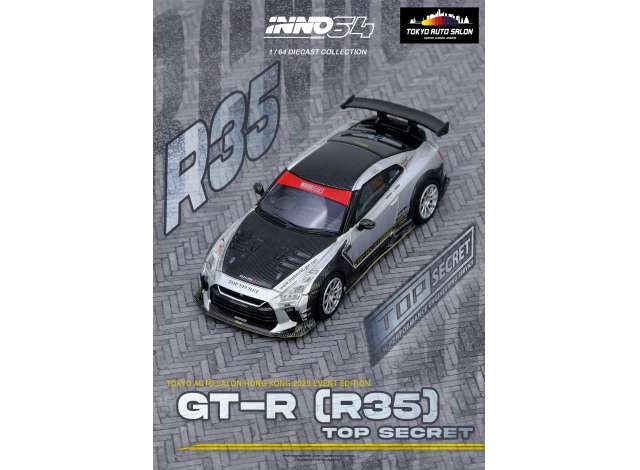 2025 Top Secret Nissan GT-R R35 Tokyo Auto Salon Hong Kong 2025 Grey IN64-R35TS-TASHK25 1:64 INNO64 Diecast Model