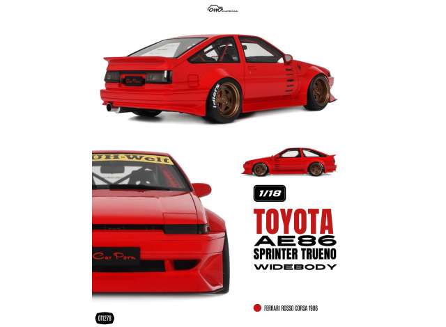 Pre-Order – 1986 Toyota AE86 Sprinter Trueno Widebody *Resin series*, ferrari rosso corsa 1:18 OttOmobile Miniatures Model (OT1278) – ETA. January 2027